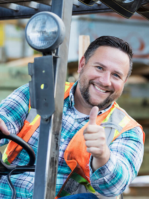 Forklift driver giving thumbs up